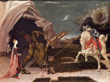 パオロ・ウッチェロ Painting - 聖ジョージとドラゴン 初期ルネサンス パオロ・ウッチェロ
